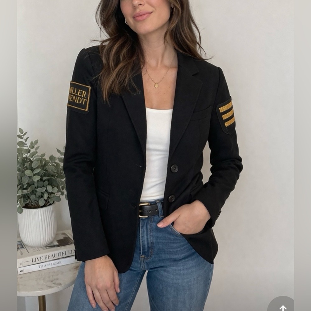 Miller Wendt Black Band Jacket Sz S Gold Patch Military Sergeant Stripe Patch